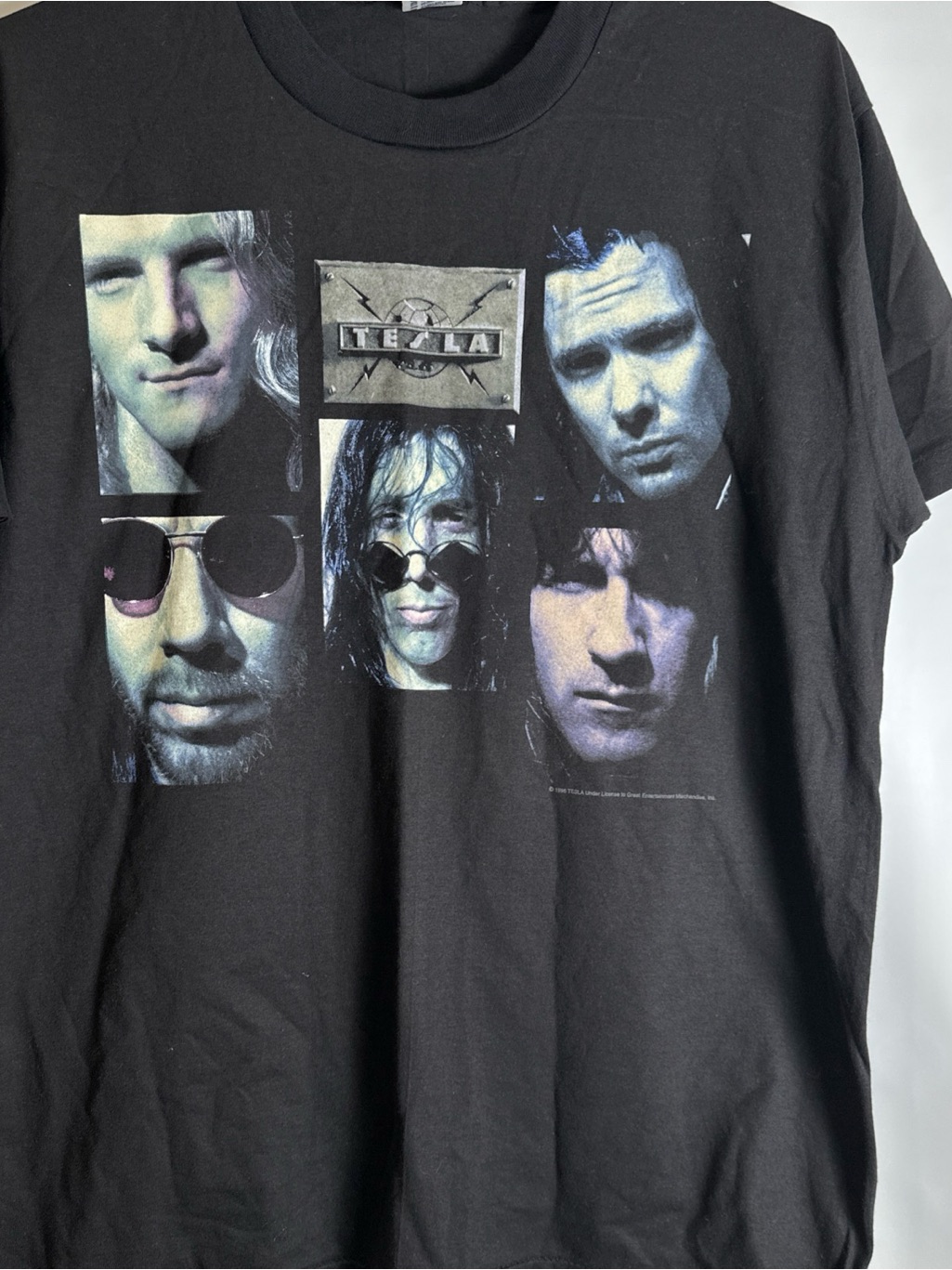 Vintage Tesla Black Band Portrait Graphic Tee Bust A Nut
